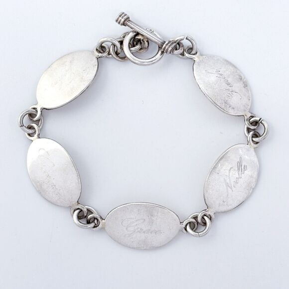Vintage Sterling Silver 925 Oval Link Name Bracelet 7.25" - Picture 1 of 5